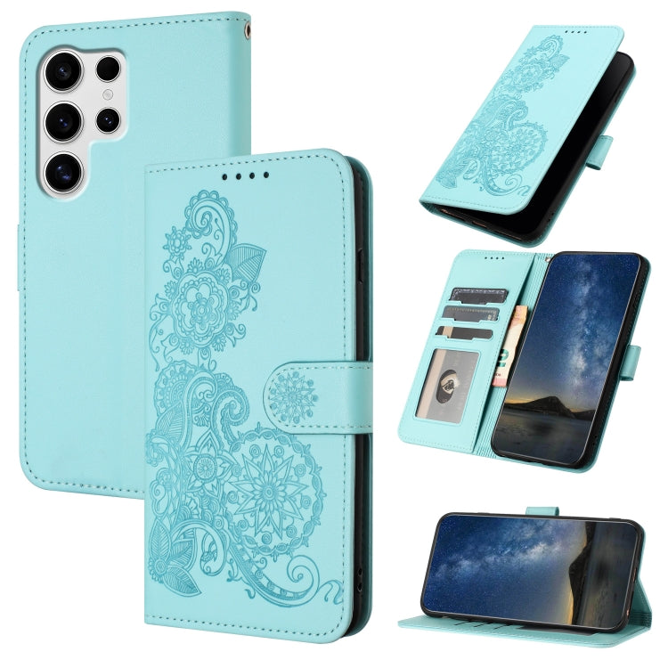 Custodia per telefono in pelle con stampa a fiori di Datura, For Samsung Galaxy S25+ 5G, For Samsung Galaxy S25 Ultra 5G