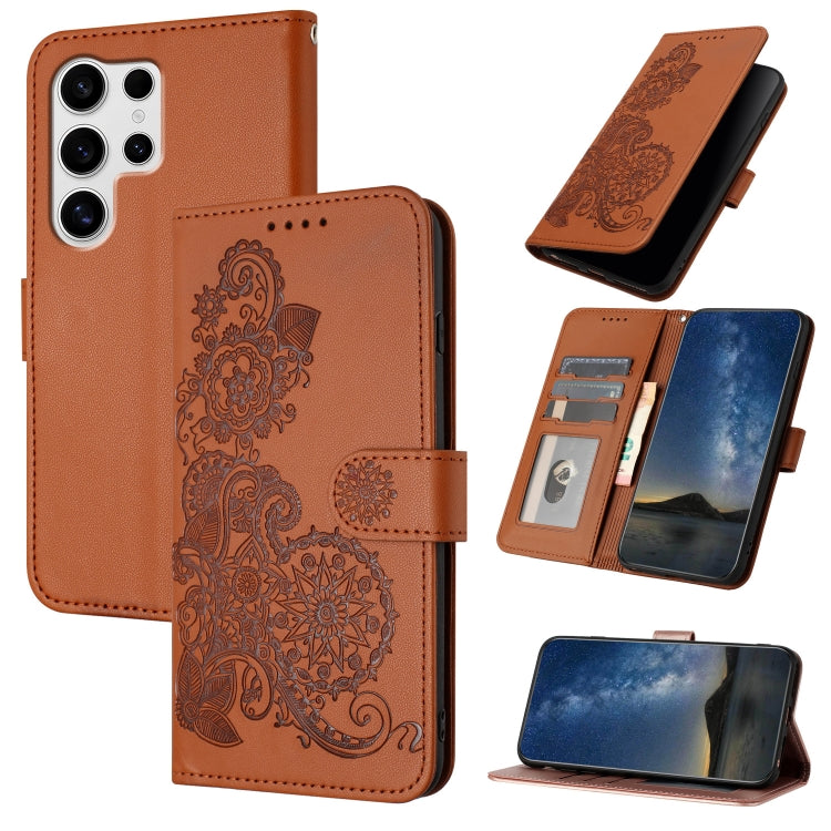 Custodia per telefono in pelle con stampa a fiori di Datura, For Samsung Galaxy S25+ 5G, For Samsung Galaxy S25 Ultra 5G