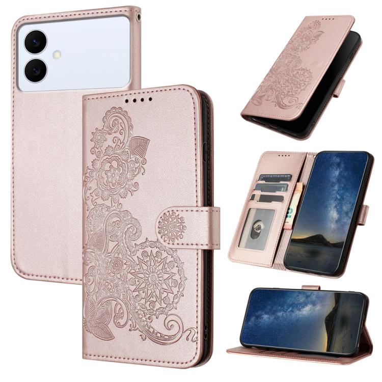 Custodia per telefono in pelle con stampa a fiori di Datura, For Galaxy S26 FE 5G, For Samsung Galaxy S26 Edge 5G, For Samsung Galaxy S26 Ultra 5G