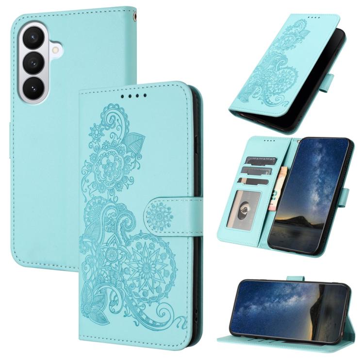 Custodia per telefono in pelle con stampa a fiori di Datura, For Samsung Galaxy S26 5G, For Samsung Galaxy S25 FE 5G, For Samsung Galaxy S25 5G