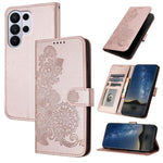 Custodia per telefono in pelle con stampa a fiori di Datura, For Galaxy S26 FE 5G, For Samsung Galaxy S26 Edge 5G, For Samsung Galaxy S26 Ultra 5G