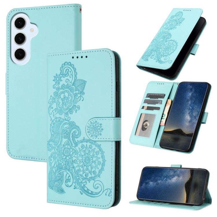 Custodia per telefono in pelle con stampa a fiori di Datura, For Galaxy S26 FE 5G, For Samsung Galaxy S26 Edge 5G, For Samsung Galaxy S26 Ultra 5G