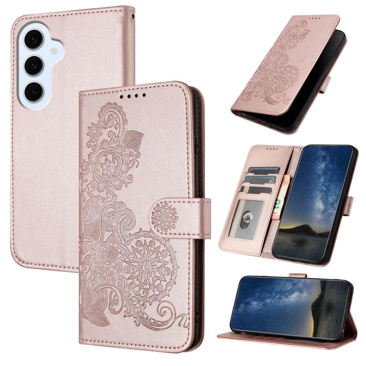 Custodia per telefono in pelle con stampa a fiori di Datura, For Galaxy S26 FE 5G, For Samsung Galaxy S26 Edge 5G, For Samsung Galaxy S26 Ultra 5G