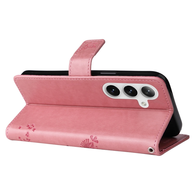 Custodia per telefono in pelle con motivo in rilievo albero e gatto, For Galaxy S25 / S24 5G, For Galaxy S25+ / S24+ 5G