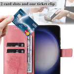 Custodia per telefono in pelle con motivo in rilievo albero e gatto, For Galaxy S25 / S24 5G, For Galaxy S25+ / S24+ 5G