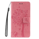 Custodia per telefono in pelle con motivo in rilievo albero e gatto, For Galaxy S25 Ultra 5G
