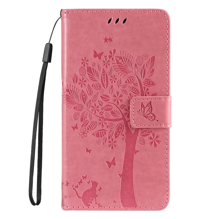 Custodia per telefono in pelle con motivo in rilievo albero e gatto, For Galaxy S25 Ultra 5G