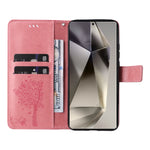 Custodia per telefono in pelle con motivo in rilievo albero e gatto, For Galaxy S25 Ultra 5G