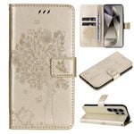 Custodia per telefono in pelle con motivo in rilievo albero e gatto, For Galaxy S25 Ultra 5G