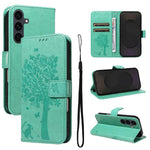 Custodia per telefono in pelle con motivo in rilievo albero e gatto, For Galaxy S26 5G, For Galaxy S25 FE 5G
