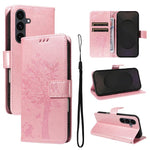 Custodia per telefono in pelle con motivo in rilievo albero e gatto, For Galaxy S26 5G, For Galaxy S25 FE 5G