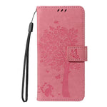 Custodia per telefono in pelle con motivo in rilievo albero e gatto, For Galaxy S26 Edge 5G, For Galaxy S26 Ultra 5G
