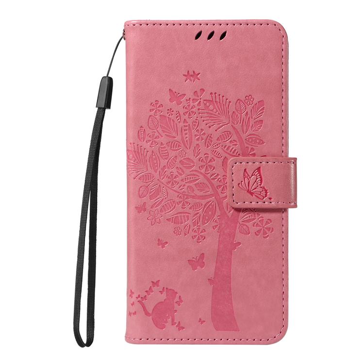 Custodia per telefono in pelle con motivo in rilievo albero e gatto, For Galaxy S26 Edge 5G, For Galaxy S26 Ultra 5G