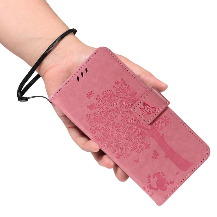 Custodia per telefono in pelle con motivo in rilievo albero e gatto, For Galaxy S26 Edge 5G, For Galaxy S26 Ultra 5G