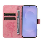 Custodia per telefono in pelle con motivo in rilievo albero e gatto, For Galaxy S26 5G, For Galaxy S25 FE 5G