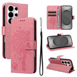Custodia per telefono in pelle con motivo in rilievo albero e gatto, For Galaxy S26 Edge 5G, For Galaxy S26 Ultra 5G