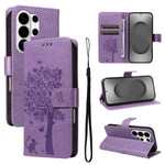 Custodia per telefono in pelle con motivo in rilievo albero e gatto, For Galaxy S26 Edge 5G, For Galaxy S26 Ultra 5G