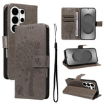 Custodia per telefono in pelle con motivo in rilievo albero e gatto, For Galaxy S26 Edge 5G, For Galaxy S26 Ultra 5G