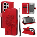Custodia per telefono in pelle con motivo in rilievo albero e gatto, For Galaxy S26 Edge 5G, For Galaxy S26 Ultra 5G