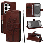 Custodia per telefono in pelle con motivo in rilievo albero e gatto, For Galaxy S26 Edge 5G, For Galaxy S26 Ultra 5G