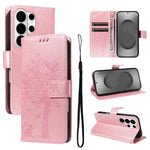 Custodia per telefono in pelle con motivo in rilievo albero e gatto, For Galaxy S26 Edge 5G, For Galaxy S26 Ultra 5G