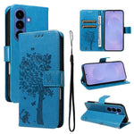 Custodia per telefono in pelle con motivo in rilievo albero e gatto, For Galaxy S26 FE 5G, For Galaxy S26+ 5G