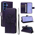 Custodia per telefono in pelle con motivo in rilievo albero e gatto, For Galaxy S26 FE 5G, For Galaxy S26+ 5G