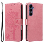Custodia per telefono in pelle con motivo in rilievo albero e gatto, For Galaxy S26 FE 5G, For Galaxy S26+ 5G