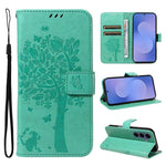 Custodia per telefono in pelle con motivo in rilievo albero e gatto, For Galaxy S26 FE 5G, For Galaxy S26+ 5G