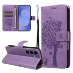 Custodia per telefono in pelle con motivo in rilievo albero e gatto, For Galaxy S26 FE 5G, For Galaxy S26+ 5G