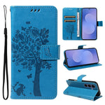 Custodia per telefono in pelle con motivo in rilievo albero e gatto, For Galaxy S26 FE 5G, For Galaxy S26+ 5G