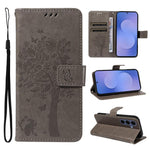 Custodia per telefono in pelle con motivo in rilievo albero e gatto, For Galaxy S26 FE 5G, For Galaxy S26+ 5G