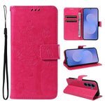 Custodia per telefono in pelle con motivo in rilievo albero e gatto, For Galaxy S26 FE 5G, For Galaxy S26+ 5G