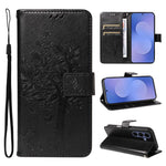 Custodia per telefono in pelle con motivo in rilievo albero e gatto, For Galaxy S26 FE 5G, For Galaxy S26+ 5G