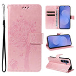 Custodia per telefono in pelle con motivo in rilievo albero e gatto, For Galaxy S26 FE 5G, For Galaxy S26+ 5G