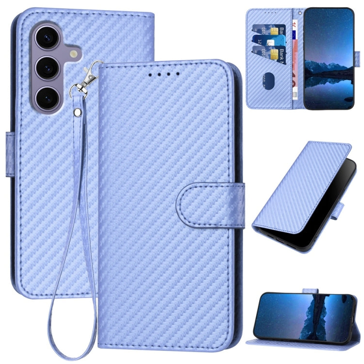 YX0070 Custodia per telefono in pelle con fibbia in fibra di carbonio e cordino, For Samsung Galaxy S26 5G, For Samsung Galaxy S25 FE 5G, For Samsung Galaxy S25 5G
