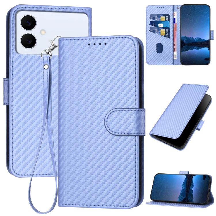 YX0070 Custodia per telefono in pelle con fibbia in fibra di carbonio e cordino, For Galaxy S26 FE 5G, For Samsung Galaxy S26 Edge 5G, For Samsung Galaxy S26 Ultra 5G