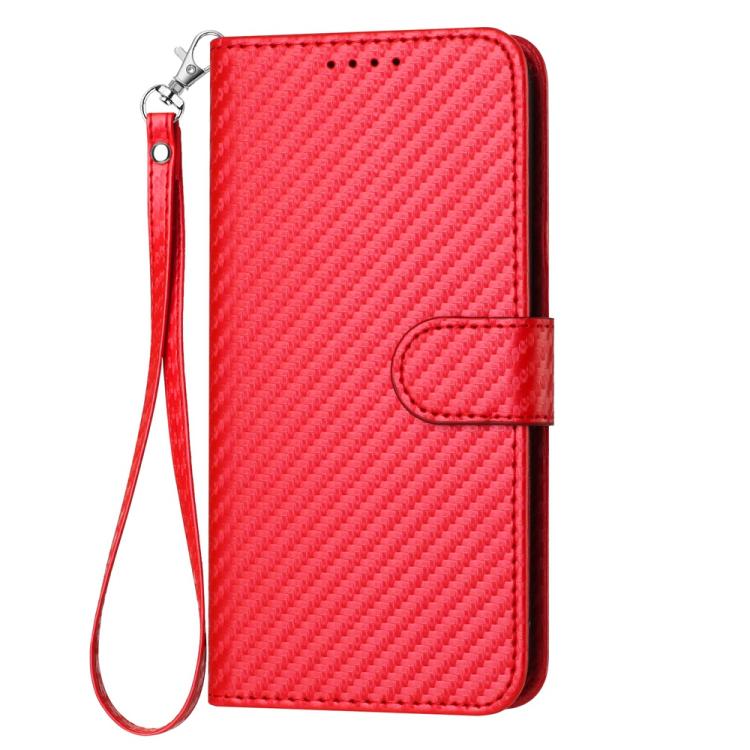 YX0070 Custodia per telefono in pelle con fibbia in fibra di carbonio e cordino, For Samsung Galaxy S26 5G, For Samsung Galaxy S25 FE 5G, For Samsung Galaxy S25 5G