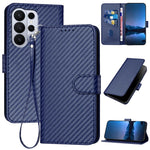 YX0070 Custodia per telefono in pelle con fibbia in fibra di carbonio e cordino, For Galaxy S26 FE 5G, For Samsung Galaxy S26 Edge 5G, For Samsung Galaxy S26 Ultra 5G