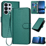 YX0070 Custodia per telefono in pelle con fibbia in fibra di carbonio e cordino, For Galaxy S26 FE 5G, For Samsung Galaxy S26 Edge 5G, For Samsung Galaxy S26 Ultra 5G