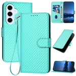 YX0070 Custodia per telefono in pelle con fibbia in fibra di carbonio e cordino, For Galaxy S26 FE 5G, For Samsung Galaxy S26 Edge 5G, For Samsung Galaxy S26 Ultra 5G