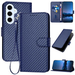 YX0070 Custodia per telefono in pelle con fibbia in fibra di carbonio e cordino, For Galaxy S26 FE 5G, For Samsung Galaxy S26 Edge 5G, For Samsung Galaxy S26 Ultra 5G
