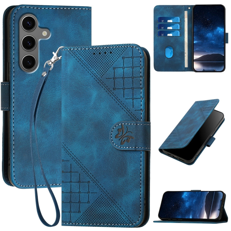 YX0080 Custodia per telefono in pelle con motivo a farfalla in rilievo e cordino, For Samsung Galaxy S25 FE 5G, For Samsung Galaxy S25 5G, For Samsung Galaxy S25+ 5G, For Samsung Galaxy S25 Ultra 5G