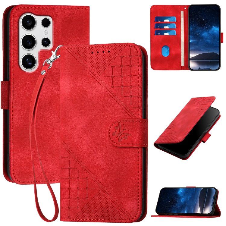 YX0080 Custodia per telefono in pelle con motivo a farfalla in rilievo e cordino, For Samsung Galaxy S25 FE 5G, For Samsung Galaxy S25 5G, For Samsung Galaxy S25+ 5G, For Samsung Galaxy S25 Ultra 5G