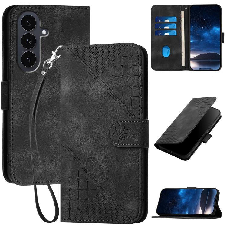 YX0080 Custodia per telefono in pelle con motivo a farfalla in rilievo e cordino, For Samsung Galaxy S25 FE 5G, For Samsung Galaxy S25 5G, For Samsung Galaxy S25+ 5G, For Samsung Galaxy S25 Ultra 5G