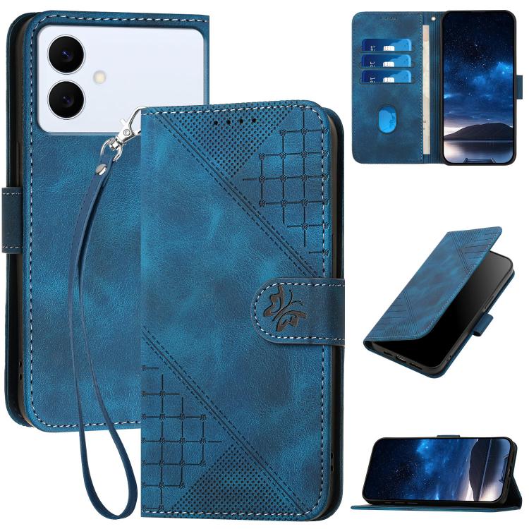 YX0080 Custodia per telefono in pelle con motivo a farfalla in rilievo e cordino, For Galaxy S26 FE 5G, For Samsung Galaxy S26 Edge 5G, For Samsung Galaxy S26 Ultra 5G, For Samsung Galaxy S26 5G