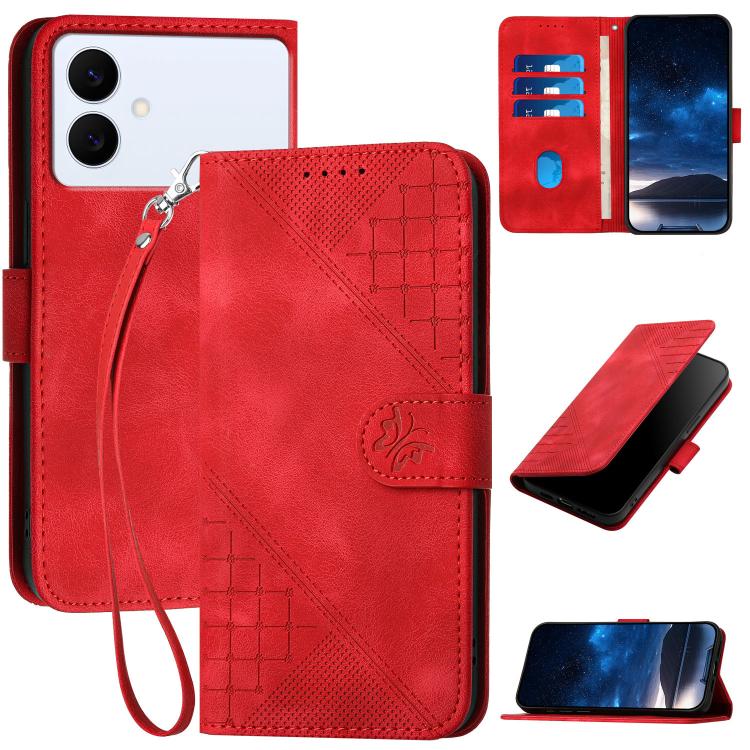 YX0080 Custodia per telefono in pelle con motivo a farfalla in rilievo e cordino, For Galaxy S26 FE 5G, For Samsung Galaxy S26 Edge 5G, For Samsung Galaxy S26 Ultra 5G, For Samsung Galaxy S26 5G