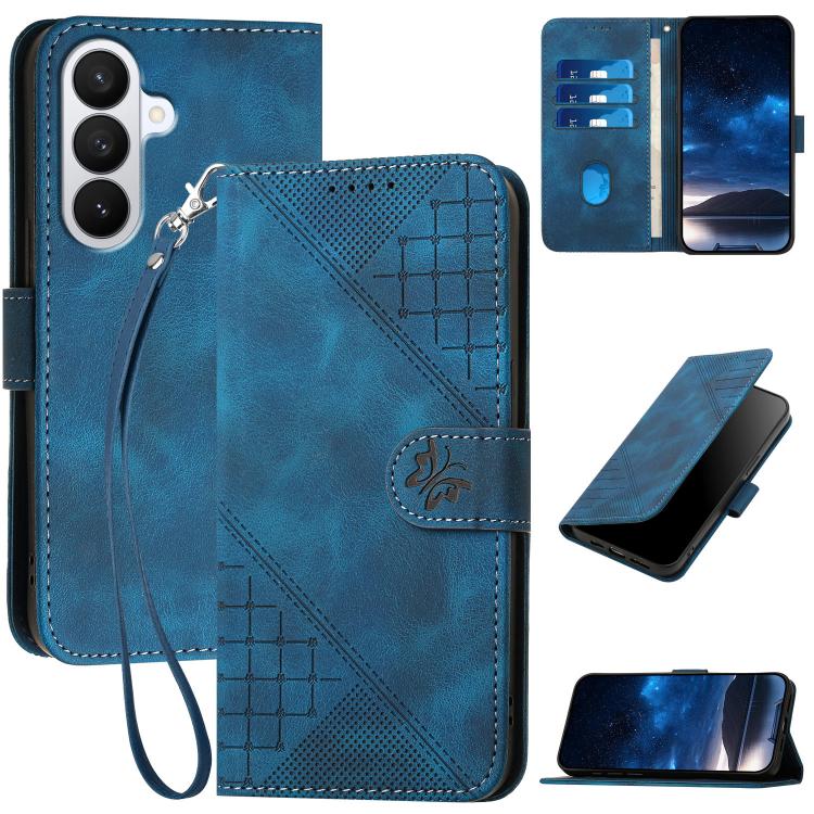 YX0080 Custodia per telefono in pelle con motivo a farfalla in rilievo e cordino, For Galaxy S26 FE 5G, For Samsung Galaxy S26 Edge 5G, For Samsung Galaxy S26 Ultra 5G, For Samsung Galaxy S26 5G