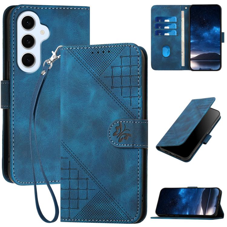 YX0080 Custodia per telefono in pelle con motivo a farfalla in rilievo e cordino, For Galaxy S26 FE 5G, For Samsung Galaxy S26 Edge 5G, For Samsung Galaxy S26 Ultra 5G, For Samsung Galaxy S26 5G