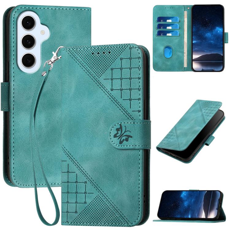 YX0080 Custodia per telefono in pelle con motivo a farfalla in rilievo e cordino, For Galaxy S26 FE 5G, For Samsung Galaxy S26 Edge 5G, For Samsung Galaxy S26 Ultra 5G, For Samsung Galaxy S26 5G